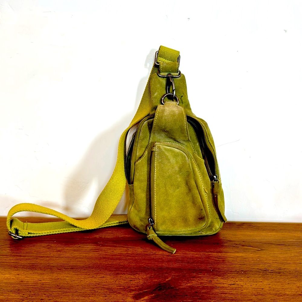 Lime Green Sling Bag- Suede
